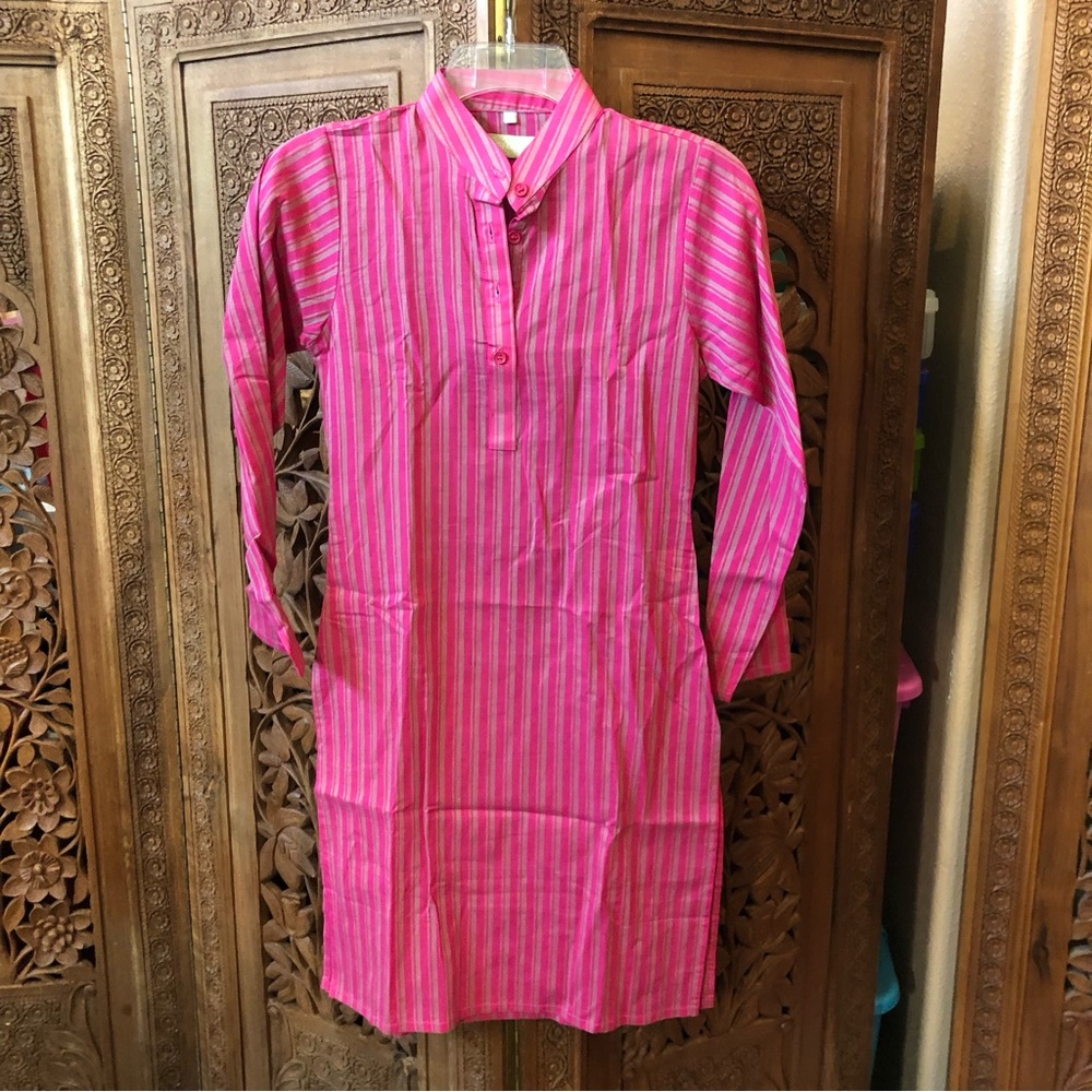 Long shirt tunic pink and taupe